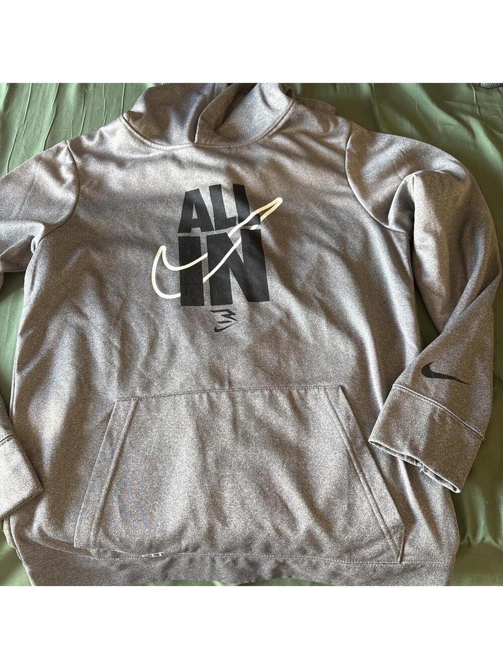 Nike Kid's Grey and Silver Hoody